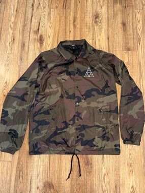 HUF Men's Camouflage Coach Jacket - Olive, Brown, Black